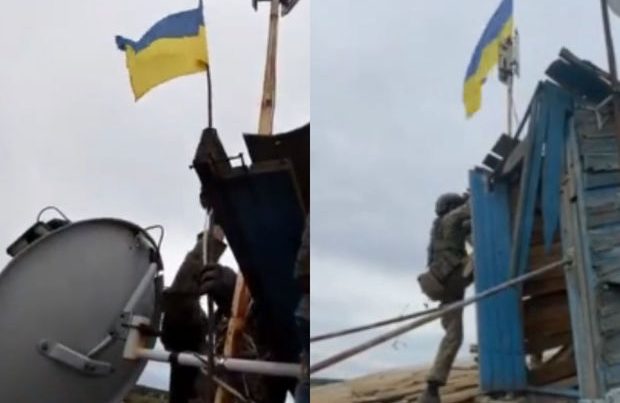 Xersonun kəndində Ukrayna bayrağı qaldırıldı – VİDEO