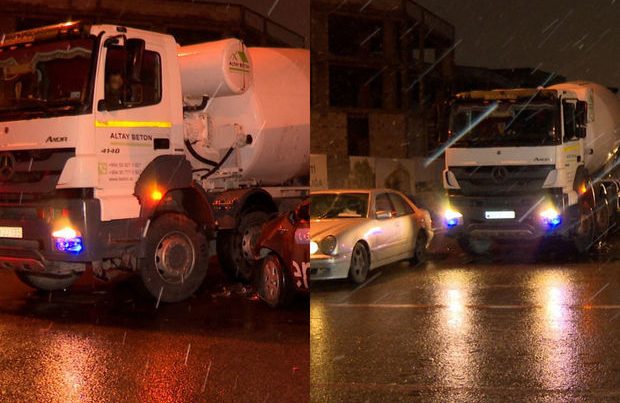 “Prius” betonqarışdıran avtomobilə çırpıldı: Xəsarət alan var – FOTO