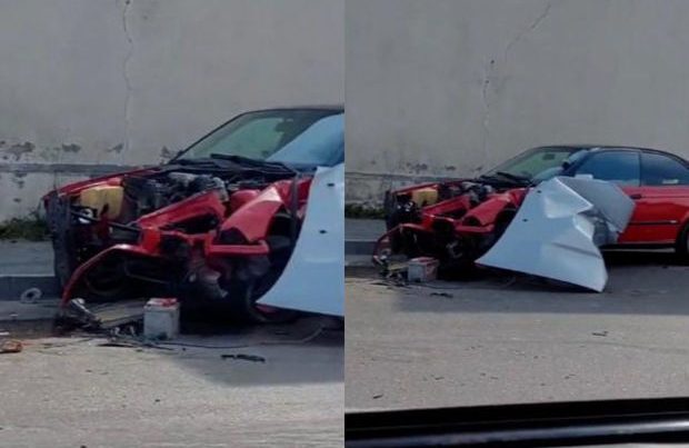 İdarəetməni itirən sürücü avtomobili divara çırpdı – VİDEO