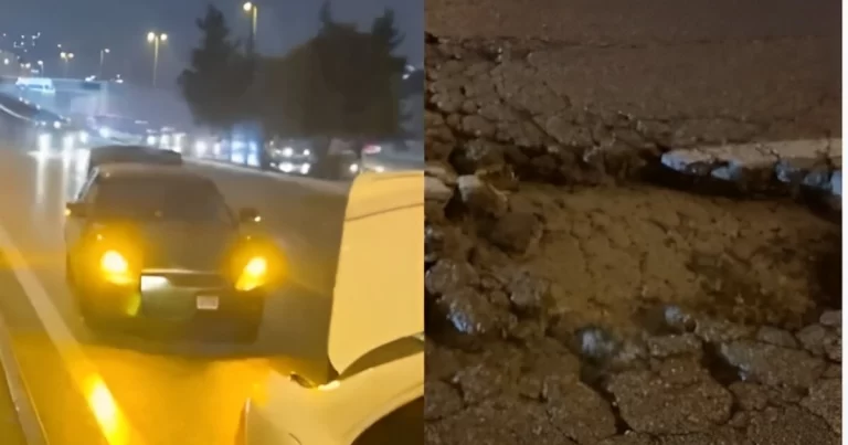 Dərnəgül yolundakı çuxur maşınlara ziyan vurdu