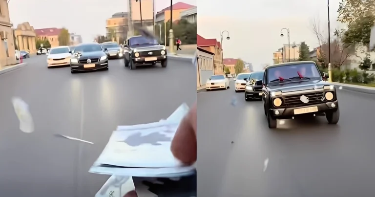 Toy karvanında yola manatlar səpildi: Çox sayda saxlanılan var