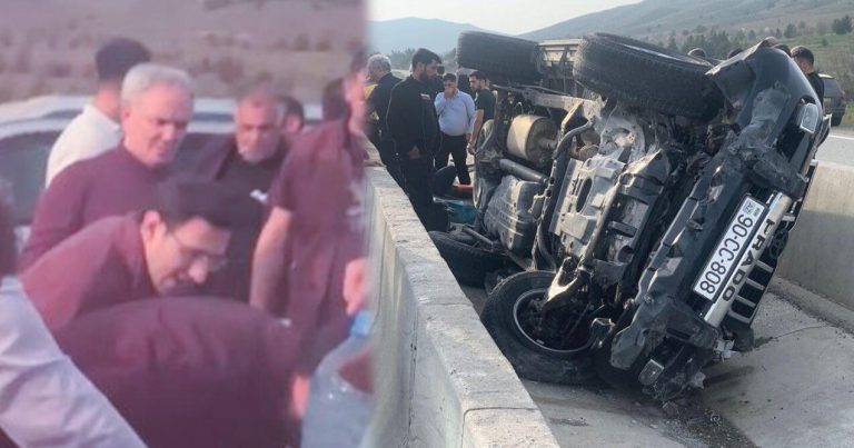 Əflatun Amaşov qəza keçirdi, maşın AŞIB – Oğlundan açıqlama – Yenilənib – FOTO