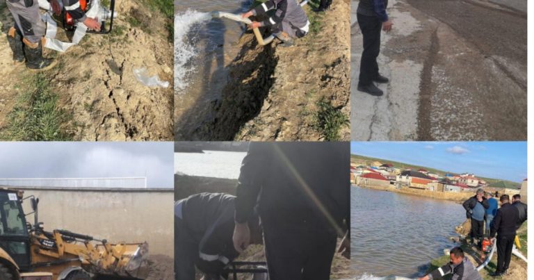 Abşeron rayonu Hökməli qəsəbəsində yağış sularının törətdiyi fəsadlar uğurla aradan qaldırılır – FOTOLAR