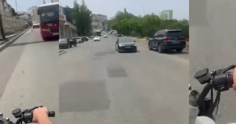 Bakıda motosikletçidən DƏHŞƏTLİ hərəkət: Əks yola çıxdı və… -VİDEO