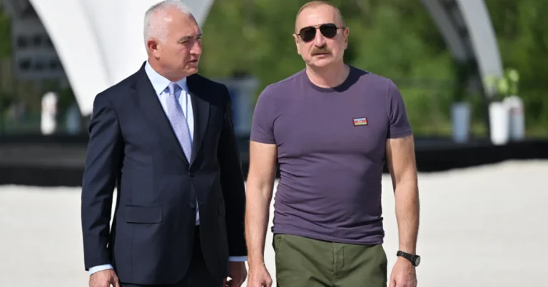 Prezident İlham Əliyev Laçında “Həkəriçay” su anbarının təməlini qoyub