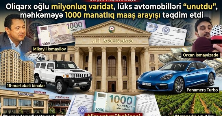 Oliqarx oğlu milyonluq varidat, lüks avtomobilləri “unutdu”, məhkəməyə 1000 manatlıq maaş arayışı təqdim etdi
