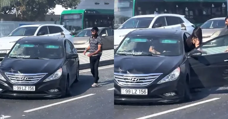Bakıda qəza: “Hyundai” əks yola düşdü – VİDEO